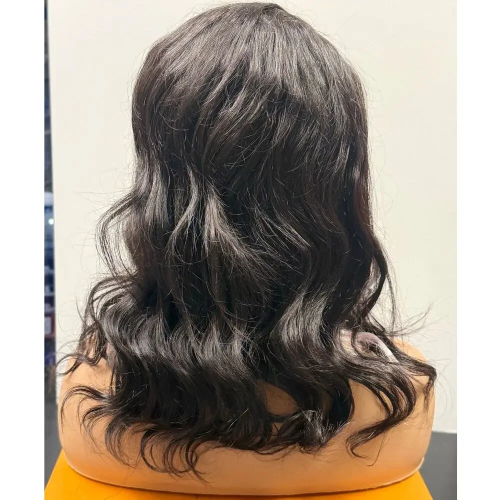 Wavymy Hair Natural Black 100% Human Hair Body Wave Wig 16